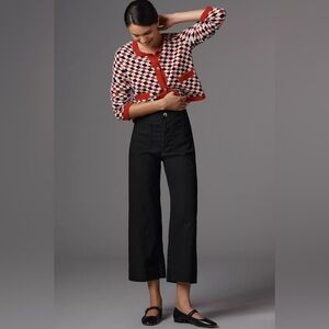 Like New Anthropologie Maeve Colette Pants Linen Black Size 2 Wide Leg Cropped